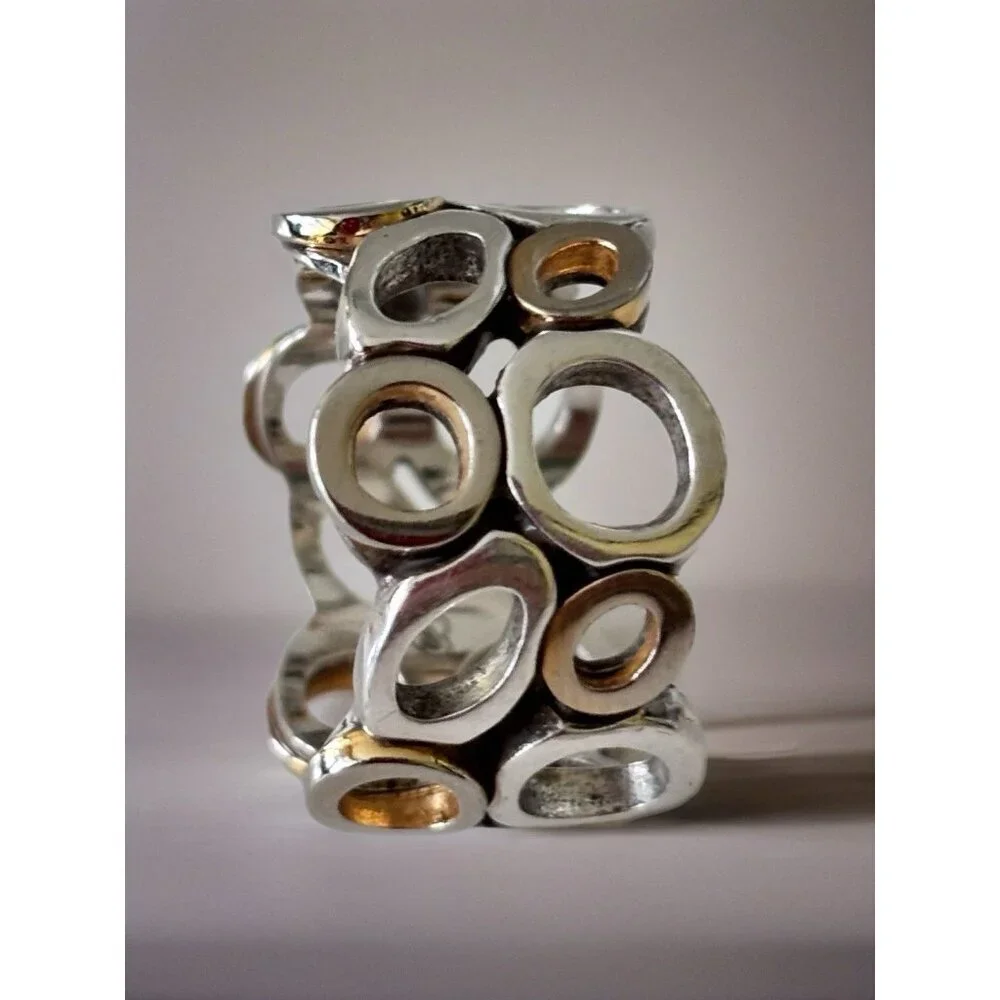 Brighton Two Tone Open Circle Bubble Ring Size 7 Silver & Gold Plate